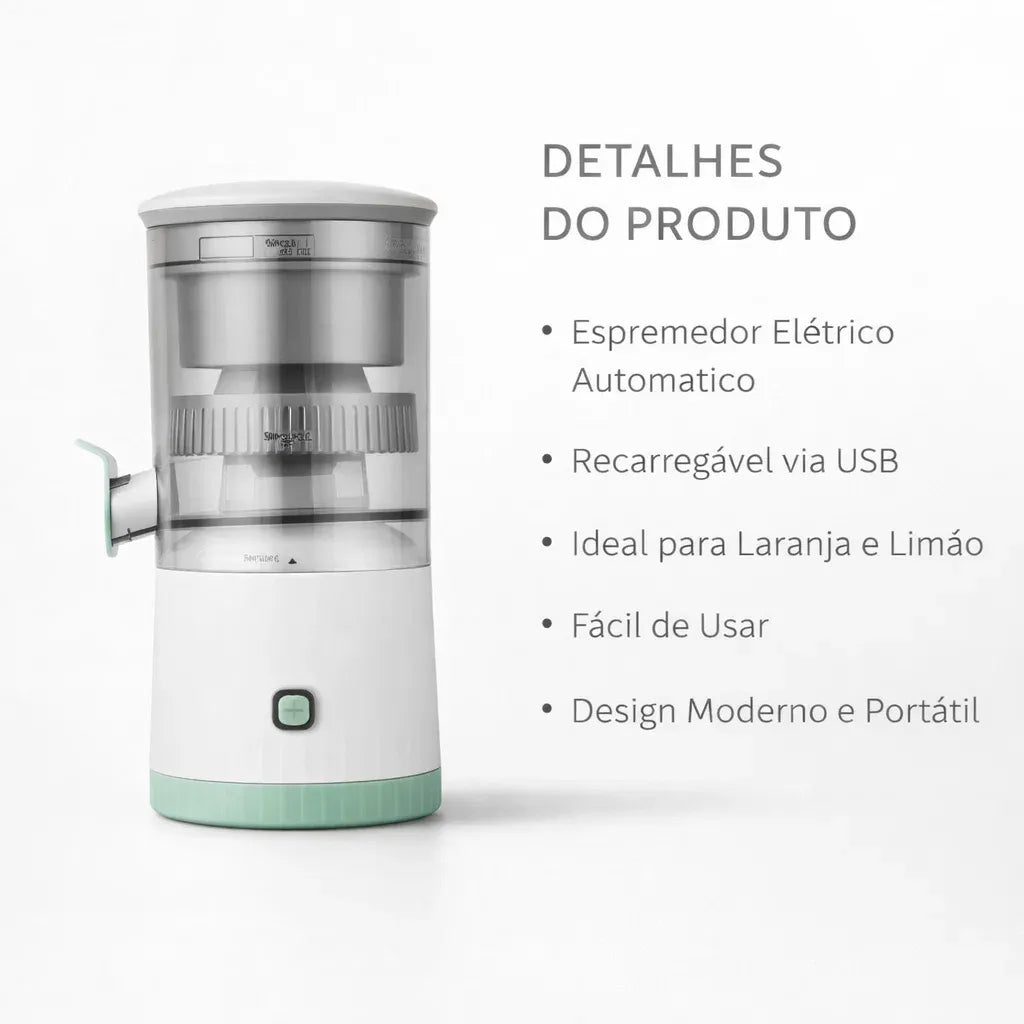 Espremedor Elétrico Laranja/Limão/Frutas com carregamento USB
