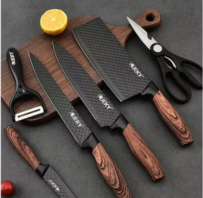 Jogo De Facas Inox+Descascador e Tesoura 6 Peças