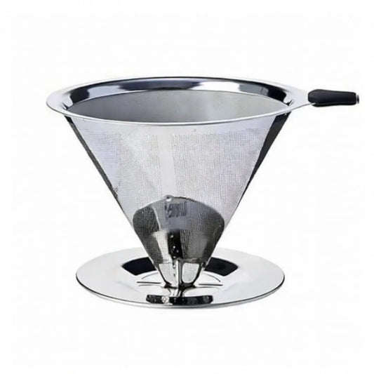 Filtro Coador De Café Inox 103 Com Pegador em Silicone - Peneira de Aço Reutilizável