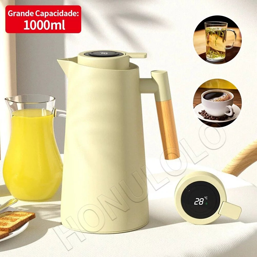 Garrafa Térmica de água 1 Litro Com Termômetro Led