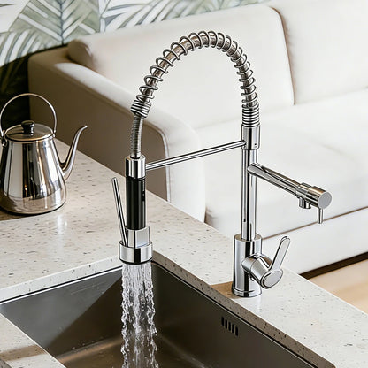Torneira De Cozinha Gourmet Com Alça Única e Extensor De Spray