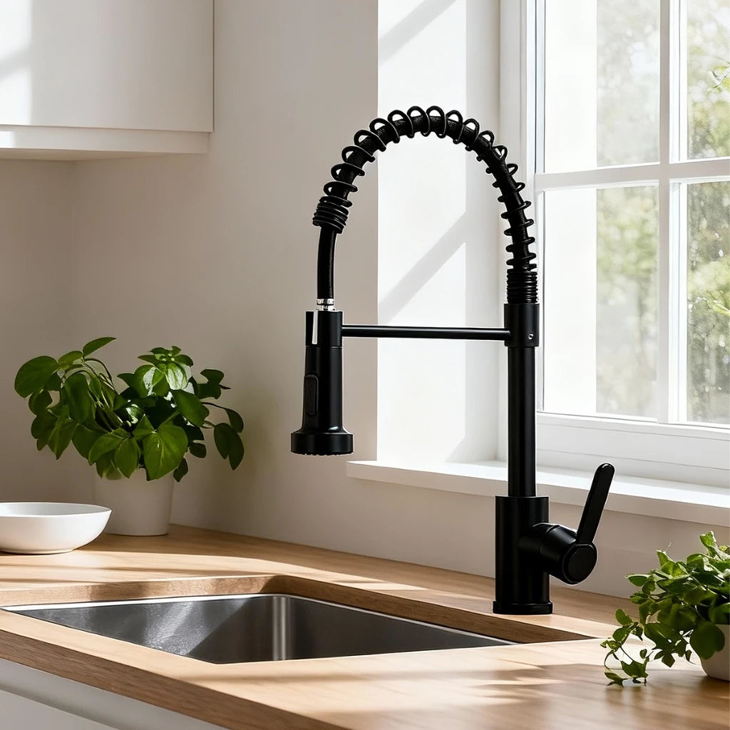 Torneira De Cozinha Gourmet Com Alça Única e Extensor De Spray