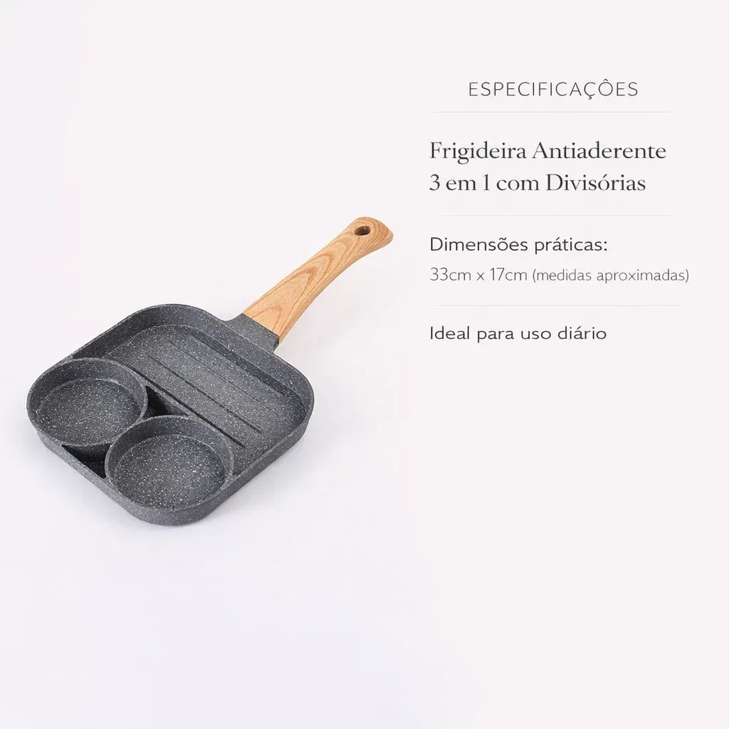 Frigideira Antiaderente com Divisórias 3 em 1