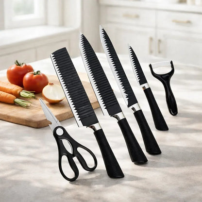 Jogo De Facas Inox+Descascador e Tesoura 6 Peças