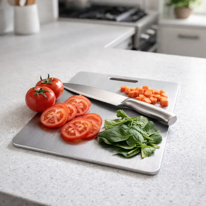 Tábua de Corte Profissional em Aço Inoxidável 304, Antimofo e Antibacteriano e Anti-Microplásticos