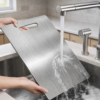 Tábua de Corte Profissional em Aço Inoxidável 304, Antimofo e Antibacteriano e Anti-Microplásticos