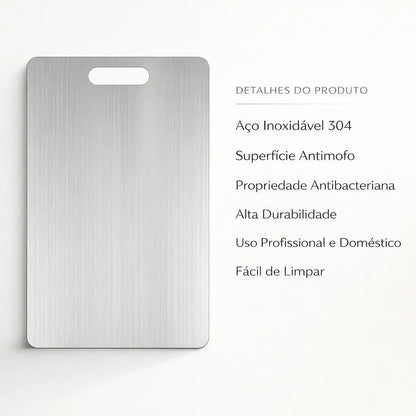 Tábua de Corte Profissional em Aço Inoxidável 304, Antimofo e Antibacteriano e Anti-Microplásticos