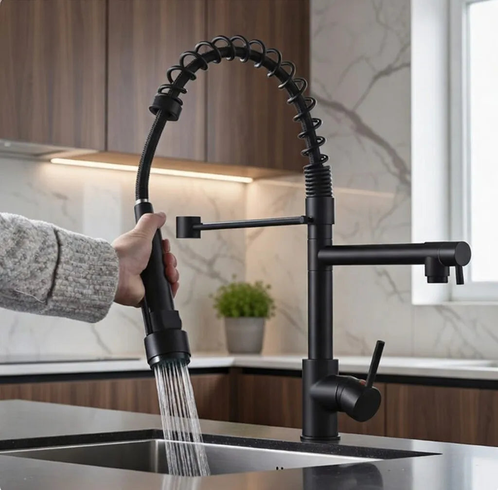 Torneira De Cozinha Gourmet Com Alça Única e Extensor De Spray