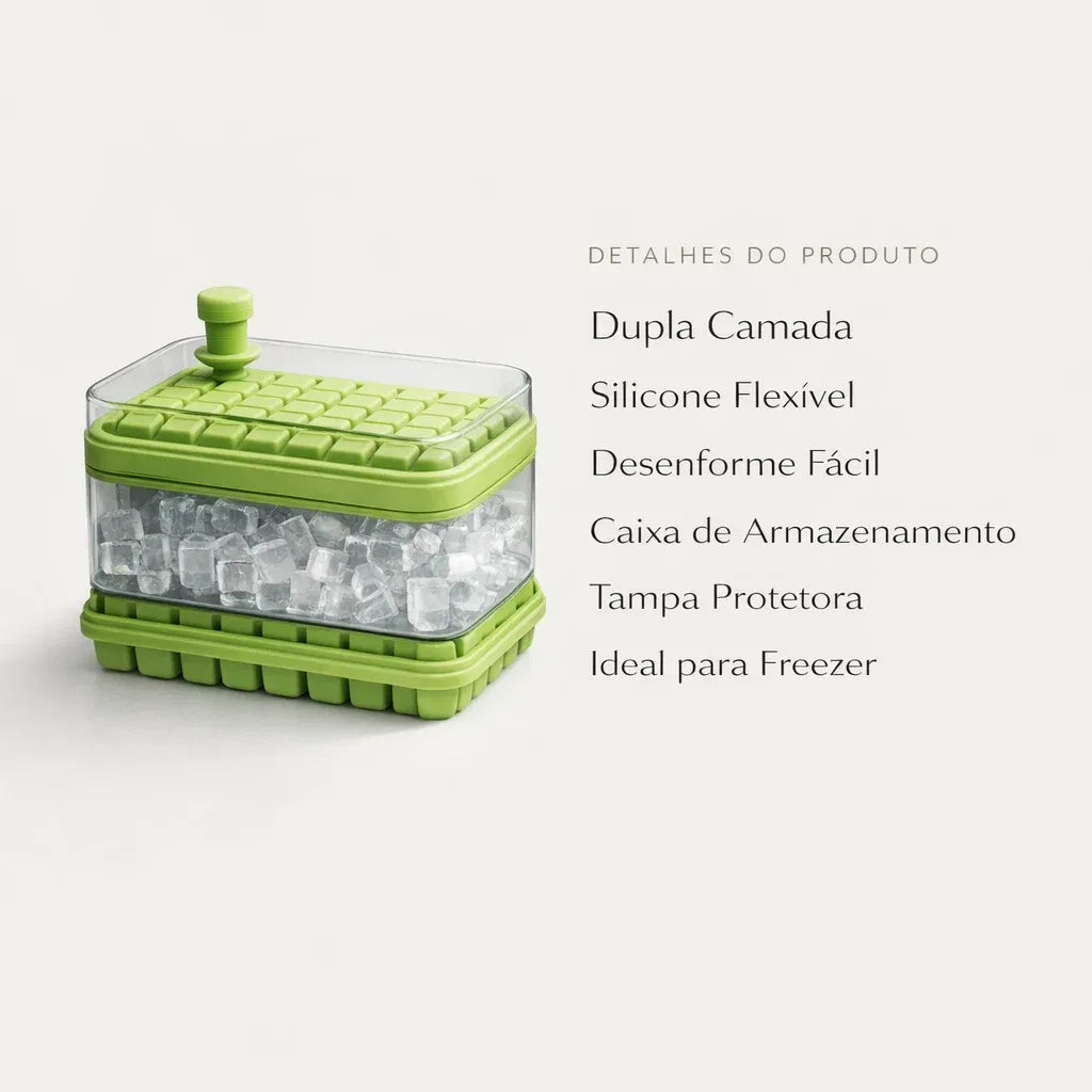 Máquina De Gelo/Molde De Cubo Caixa De Armazenamento Com Tampa Dupla Camada