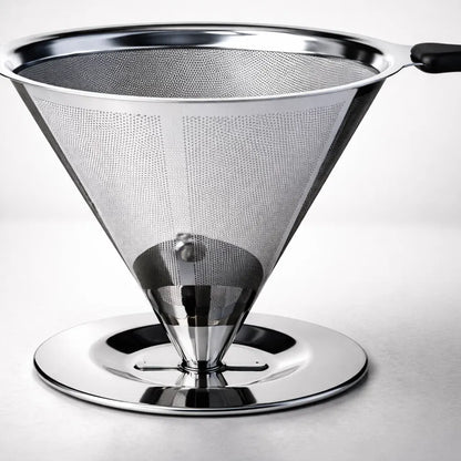 Filtro Coador De Café Inox 103 Com Pegador em Silicone - Peneira de Aço Reutilizável
