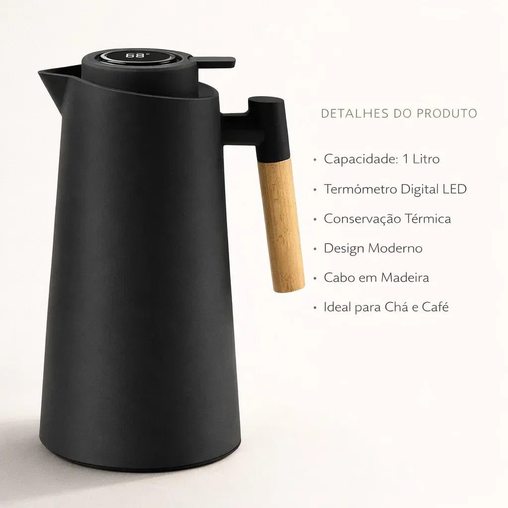 Garrafa Térmica de água 1 Litro Com Termômetro Led