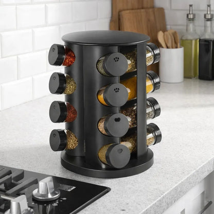 Porta Tempero Giratorio Com 9/12/16 Potes Vidro Suporte Para Especiarias Giratório 360°