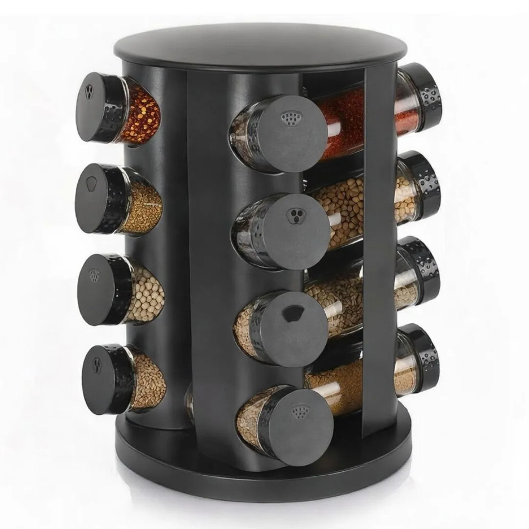 Porta Tempero Giratorio Com 9/12/16 Potes Vidro Suporte Para Especiarias Giratório 360°