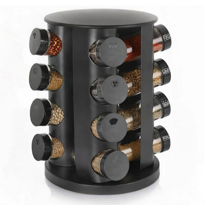 Porta Tempero Giratorio Com 9/12/16 Potes Vidro Suporte Para Especiarias Giratório 360°