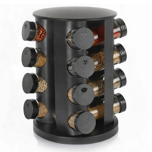 Porta Tempero Giratorio Com 9/12/16 Potes Vidro Suporte Para Especiarias Giratório 360°