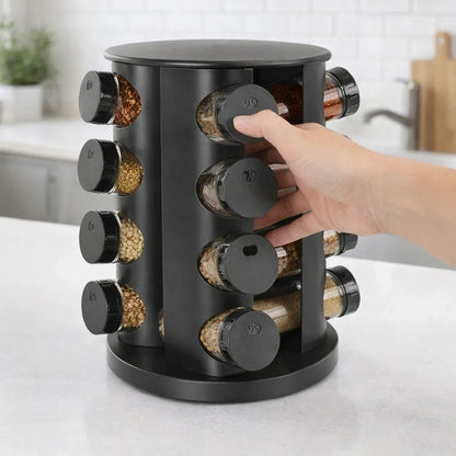 Porta Tempero Giratorio Com 9/12/16 Potes Vidro Suporte Para Especiarias Giratório 360°