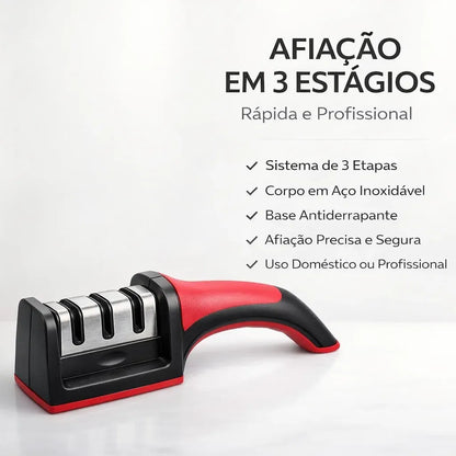 Afiador/Amolador De Faca 3 Estágios 1/3/5 Profissional Com Afiação Rápida Em Aço Inoxidável
