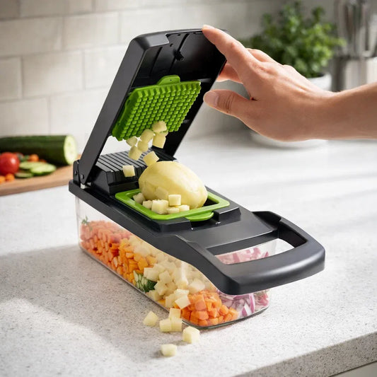 Fatiador de Legumes 16 em 1 Cortador/Ralador/Picador Multifuncional com Lâminas Inox