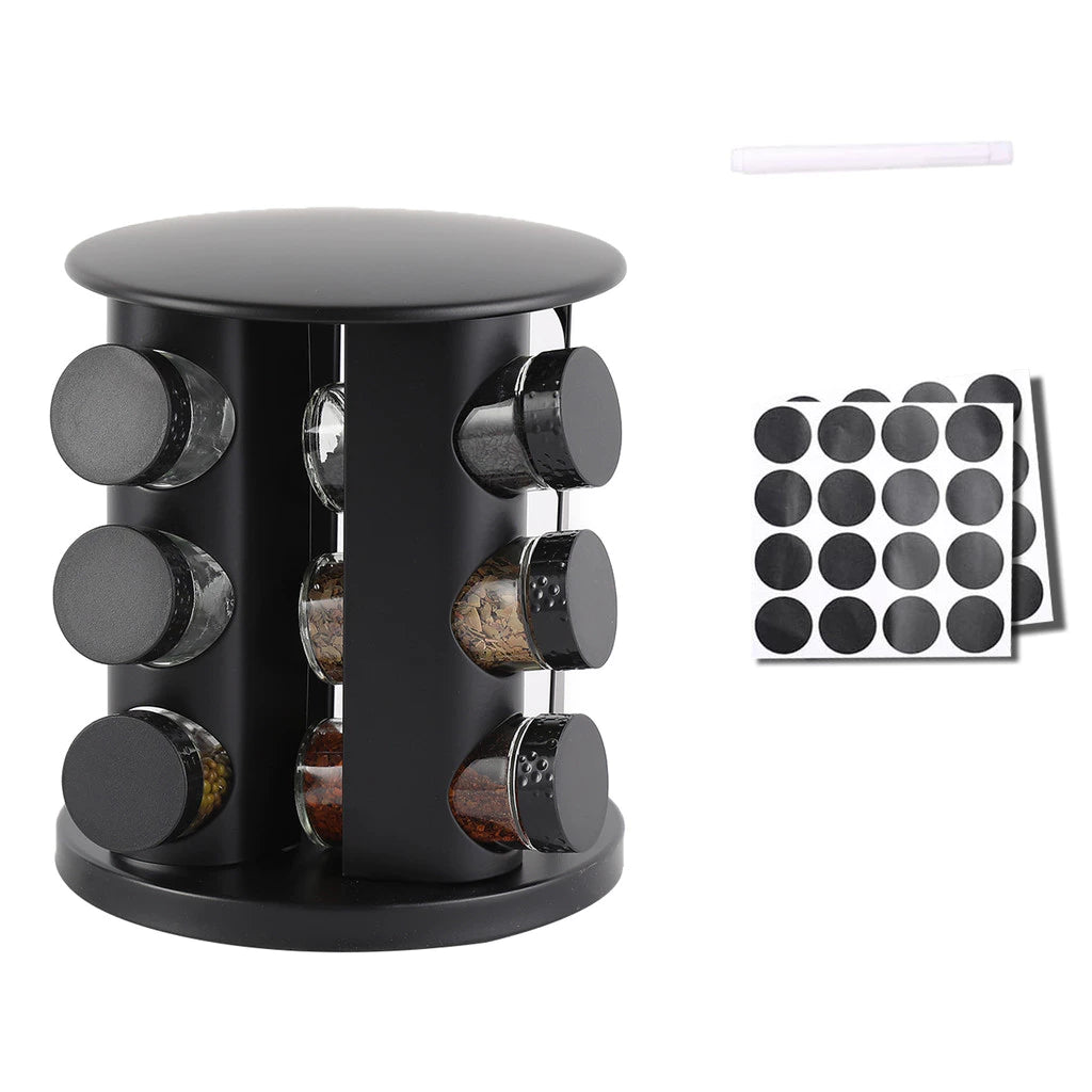 Porta Tempero Giratorio Com 9/12/16 Potes Vidro Suporte Para Especiarias Giratório 360°