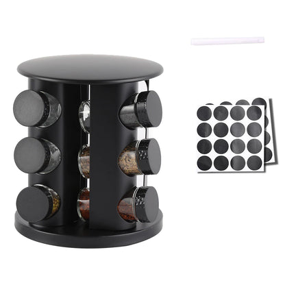 Porta Tempero Giratorio Com 9/12/16 Potes Vidro Suporte Para Especiarias Giratório 360°