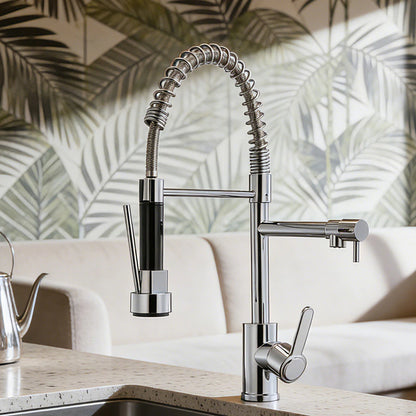 Torneira De Cozinha Gourmet Com Alça Única e Extensor De Spray